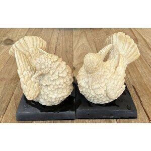 A. Santini Dove Bookends Italy Resin Marble Dust Black Stone Base